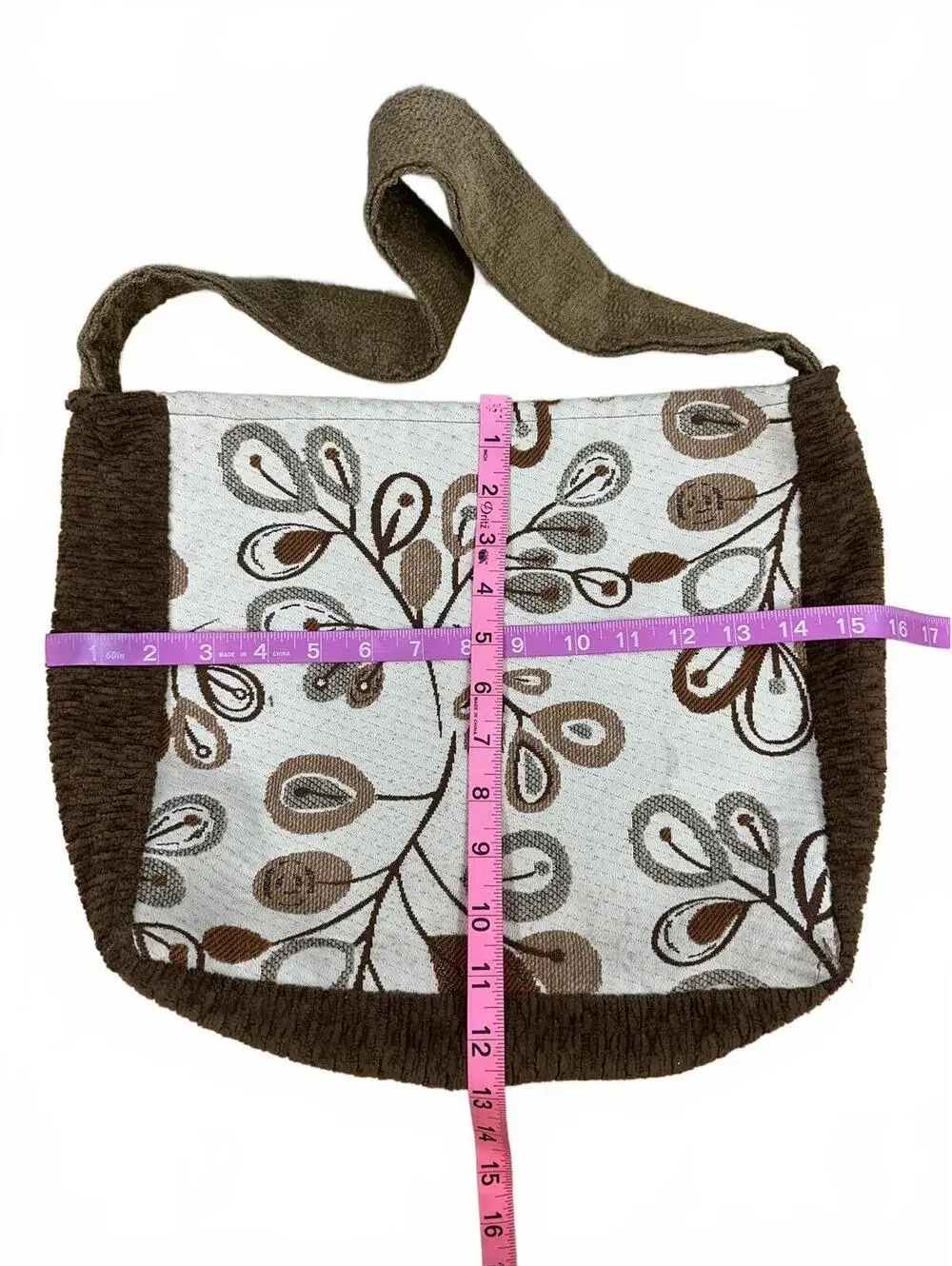 Handmade Bohemian Brown‎ and Cream Floral Tote Bag